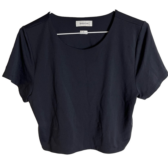 Babaton Tops - Babaton Aritzia Black Short Sleeve Crop Top XL Casual Neutral Minimalist Capsule